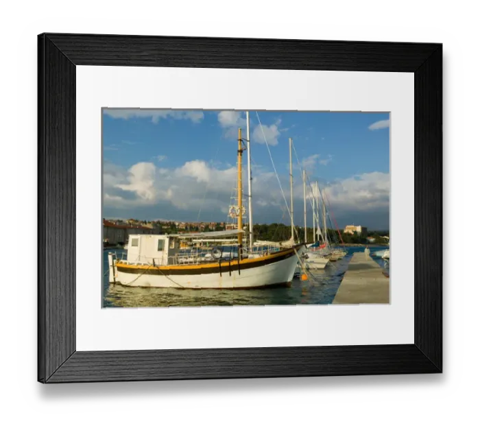 Framed Print : boats in harbour, krk, croatia, eastern europe. balkan, europe