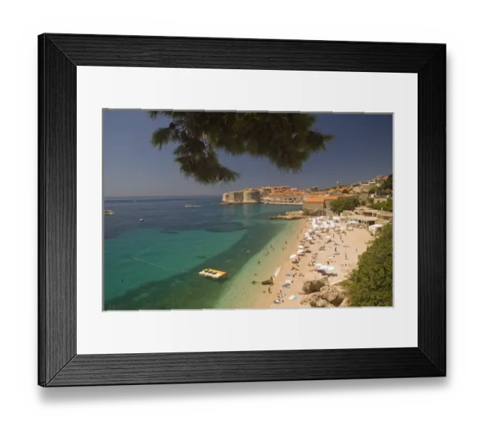 Framed Print : Area around Lazareti City Beach and Banje Beach, Walled City of Dubrovnik, Southeastern