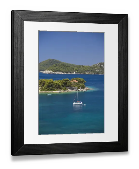 Framed Print : Views around Kolocep Island, Boat tour of Elaphite Islands from Dubrovnik, Southeastern