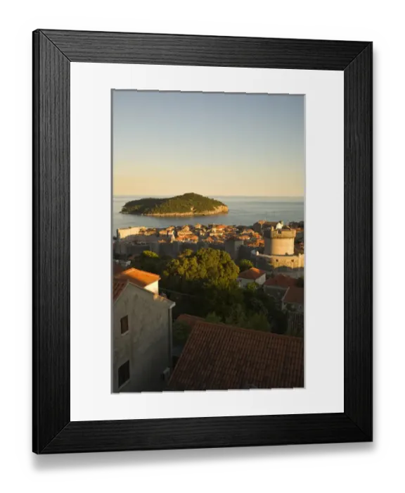 Framed Print : CROATIA, Dubrovnik. Overview of the Walled City of Dubrovnik