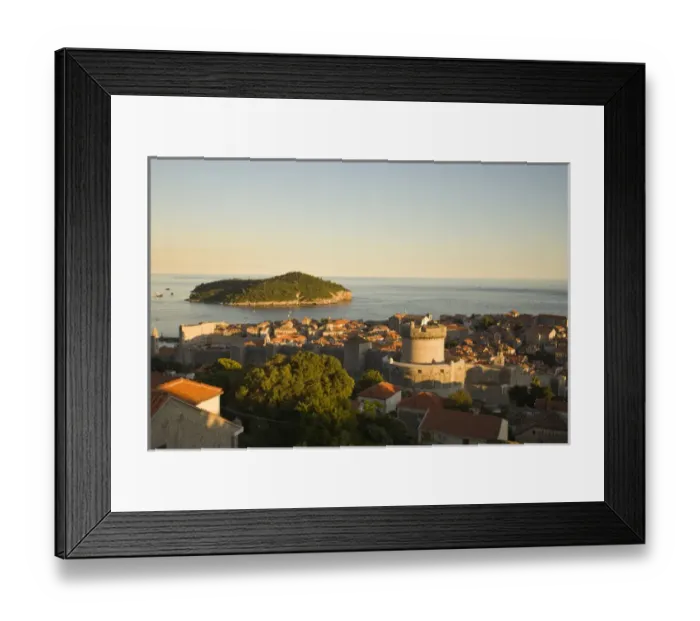 Framed Print : CROATIA, Dubrovnik. Overview of the Walled City of Dubrovnik
