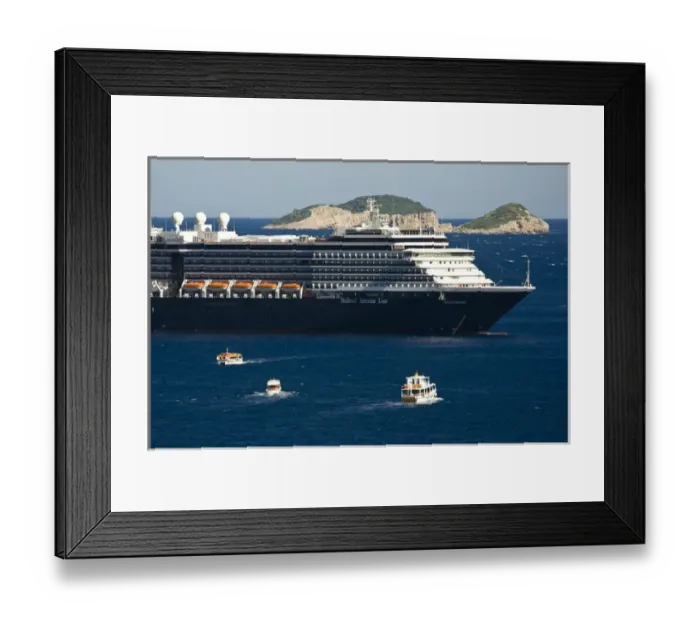Framed Print : View of boats and cruise ship outside of Walled City of Dubrovnik with Lokrum Island Framed Print : View of boats and cruise ship outside of Walled City of Dubrovnik with Lokrum Island
