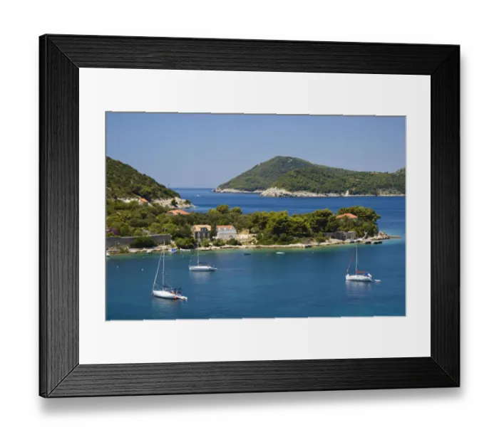 Framed Print : Views around Kolocep Island, one of the Elaphite Islands from Dubrovnik, Southeastern