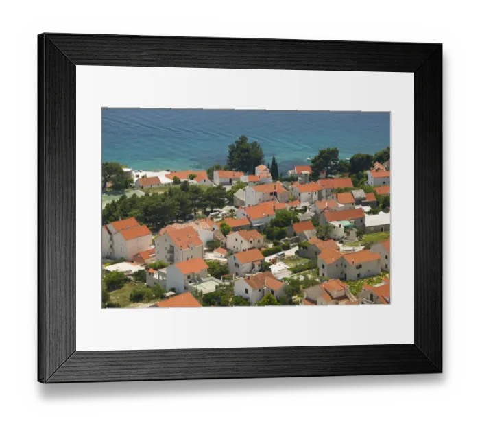 Framed Print : CROATIA, Central Dalmatia, BRAC ISLAND, BOL. Town View from the mountain road