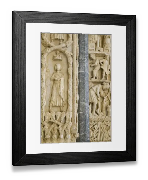 Framed Print : CROATIA, Central Dalmatia, TROGIR. Cathedral of St. Lovro (13-15th century) Detail