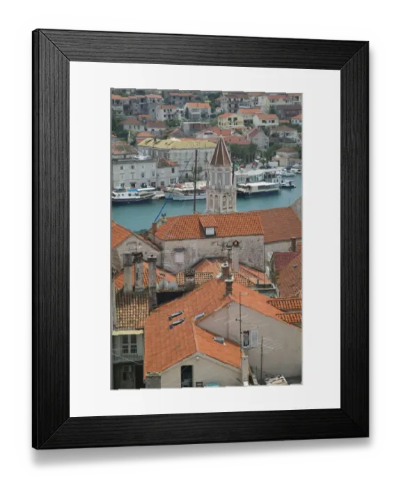 Framed Print : CROATIA, Central Dalmatia, TROGIR. View of Town and Trogirski Channel from Framed Print : CROATIA, Central Dalmatia, TROGIR. View of Town and Trogirski Channel from