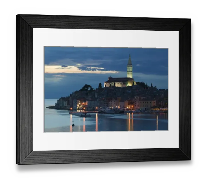 Framed Print : CROATIA, Istria, ROVINJ. ROVINJ harbor view with Cathedral of St. Euphemia / Evening Framed Print : CROATIA, Istria, ROVINJ. ROVINJ harbor view with Cathedral of St. Euphemia / Evening