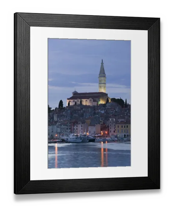 Framed Print : CROATIA, Istria, ROVINJ. ROVINJ harbor view with Cathedral of St. Euphemia / Evening Framed Print : CROATIA, Istria, ROVINJ. ROVINJ harbor view with Cathedral of St. Euphemia / Evening