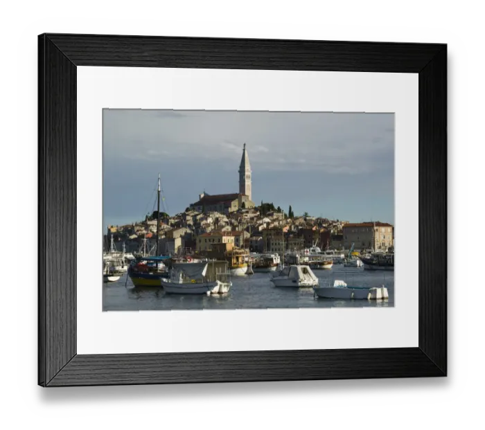 Framed Print : CROATIA, Istria, ROVINJ. ROVINJ harbor view with Cathedral of St. Euphemia / Morning Framed Print : CROATIA, Istria, ROVINJ. ROVINJ harbor view with Cathedral of St. Euphemia / Morning