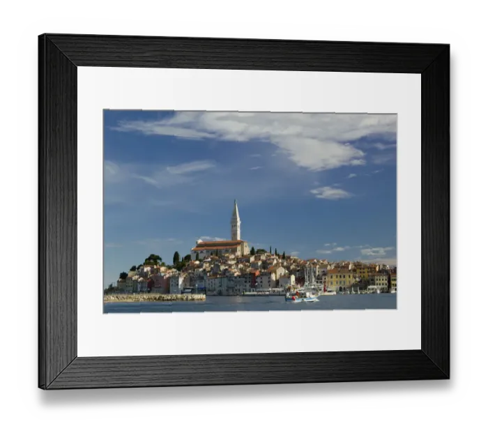 Framed Print : CROATIA, Istria, ROVINJ. ROVINJ harbor view with Cathedral of St. Euphemia / Morning Framed Print : CROATIA, Istria, ROVINJ. ROVINJ harbor view with Cathedral of St. Euphemia / Morning
