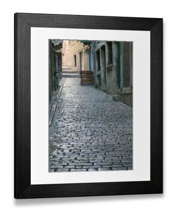 Framed Print : CROATIA, Istria, ROVINJ. ROVINJ old town cobbled street Framed Print : CROATIA, Istria, ROVINJ. ROVINJ old town cobbled street
