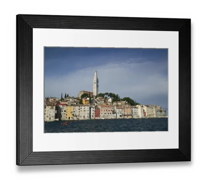 Framed Print : CROATIA, Istria, ROVINJ. ROVINJ waterfront view with Cathedral of St. Euphemia / Morning Framed Print : CROATIA, Istria, ROVINJ. ROVINJ waterfront view with Cathedral of St. Euphemia / Morning