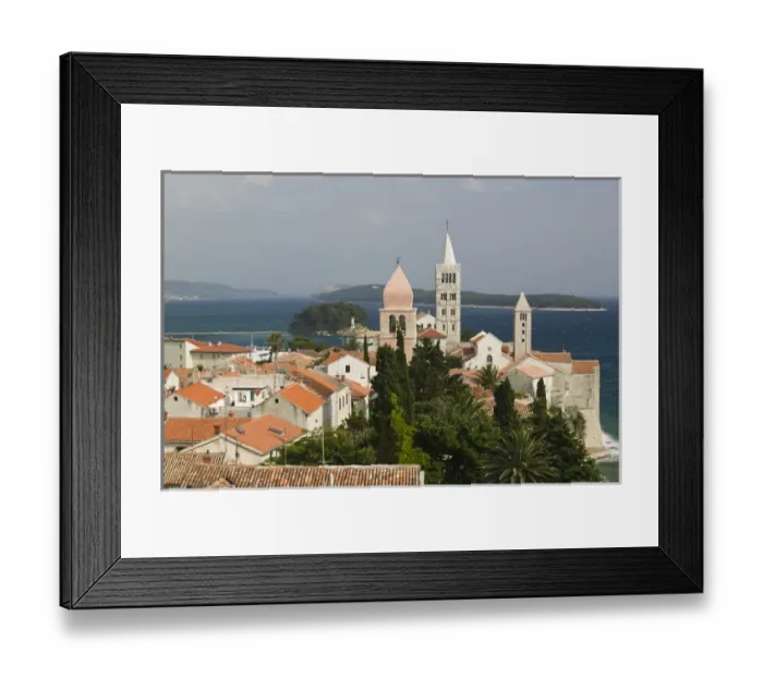 Framed Print : CROATIA, Kvarner Region, RAB ISLAND, RAB TOWN. Churches of RAB TOWN from 7th century