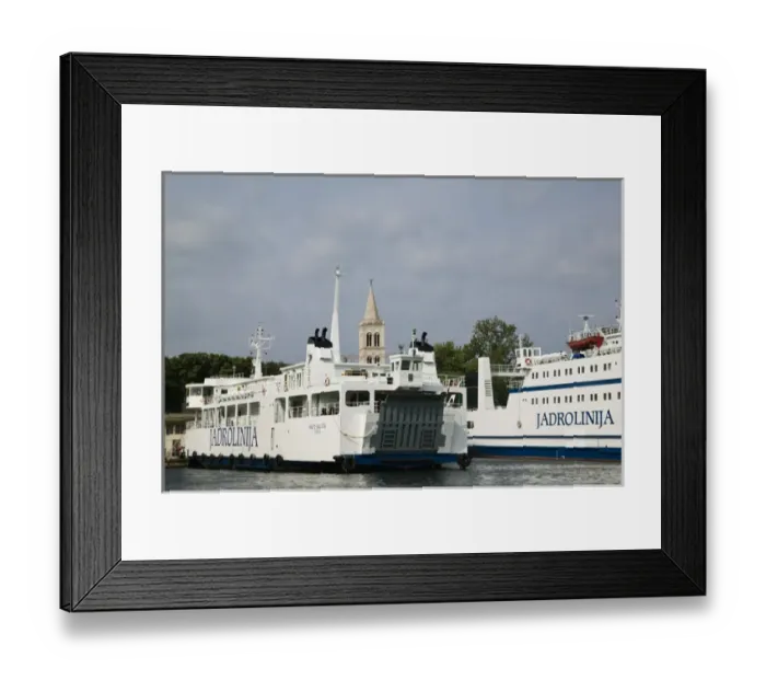Framed Print : CROATIA, Zadar Region, ZADAR. Island Ferries, ZADAR waterfront, and tower of Cathedral of St Framed Print : CROATIA, Zadar Region, ZADAR. Island Ferries, ZADAR waterfront, and tower of Cathedral of St