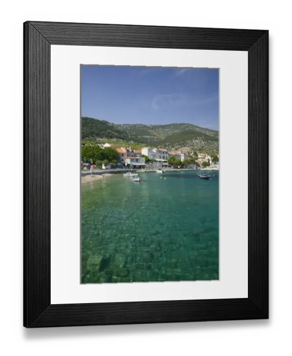 Framed Print : CROATIA-Central Dalmatia-BRAC ISLAND-BOL: BOL Town Harbor