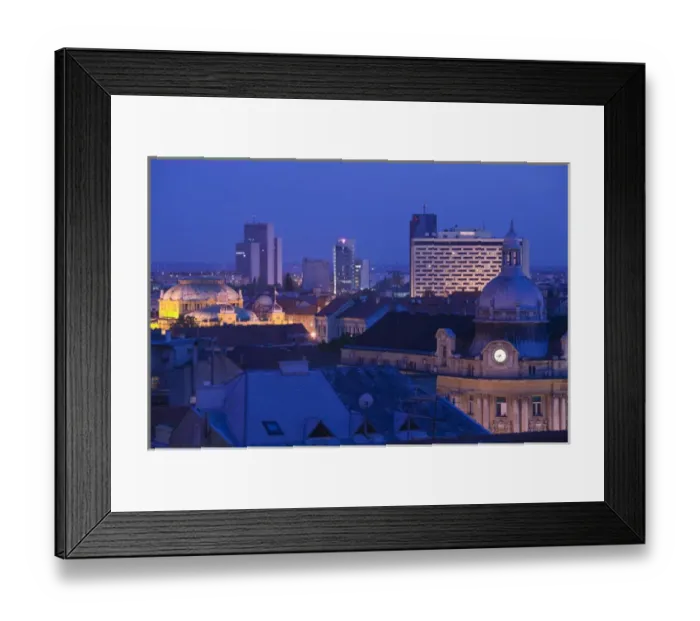 Framed Print : Croatia-Zagreb. City View from Upper Town / Evening Framed Print : Croatia-Zagreb. City View from Upper Town / Evening