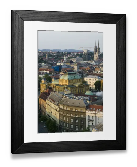 Framed Print : Croatia-Zagreb. City and Croatian National Theater / Sunset Framed Print : Croatia-Zagreb. City and Croatian National Theater / Sunset