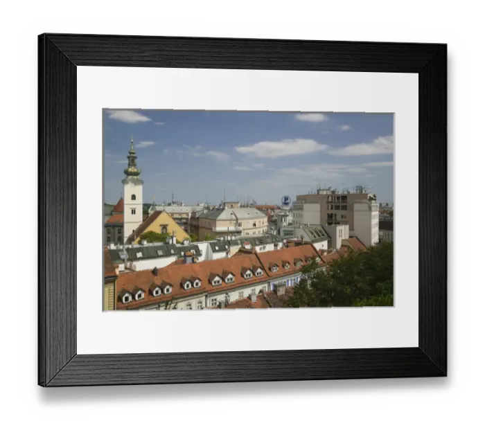 Framed Print : Croatia-Zagreb. Old Town Zagreb and St. Mary Church