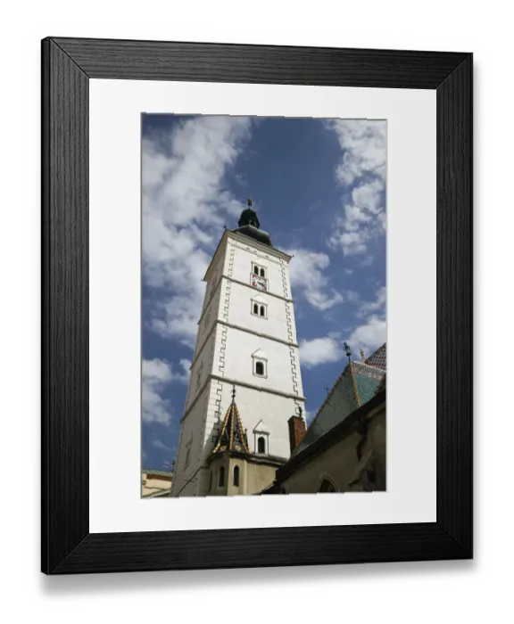 Framed Print : Croatia-Zagreb. Old Town Zagreb-St. Marks Church (b. 1880) Tower Framed Print : Croatia-Zagreb. Old Town Zagreb-St. Marks Church (b. 1880) Tower