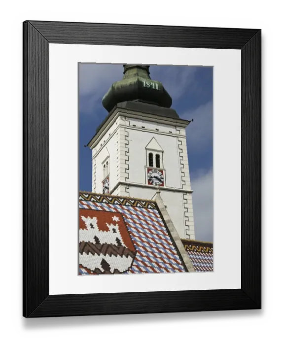Framed Print : Croatia-Zagreb. Old Town Zagreb-St. Marks Church (b. 1880)