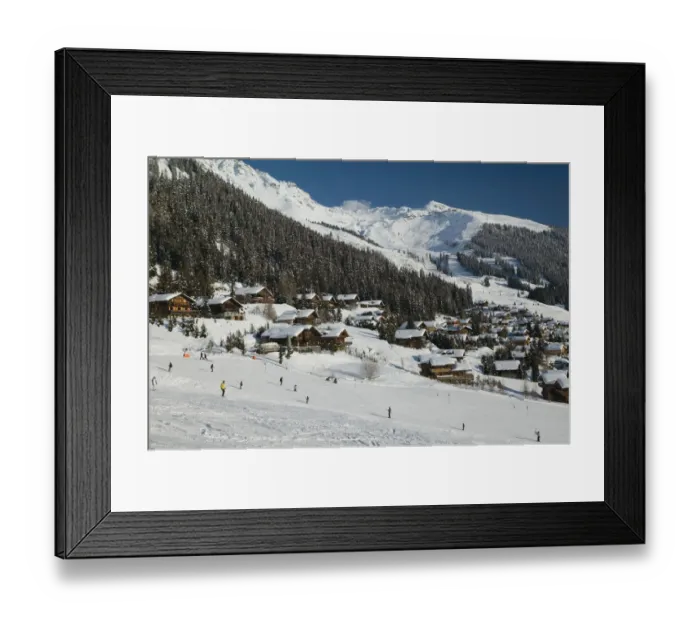 Framed Print : SWITZERLAND-Wallis  /  Valais-VERBIER: Ski Resort  /  Winter Town & Ski Chalet View  /  Daytime