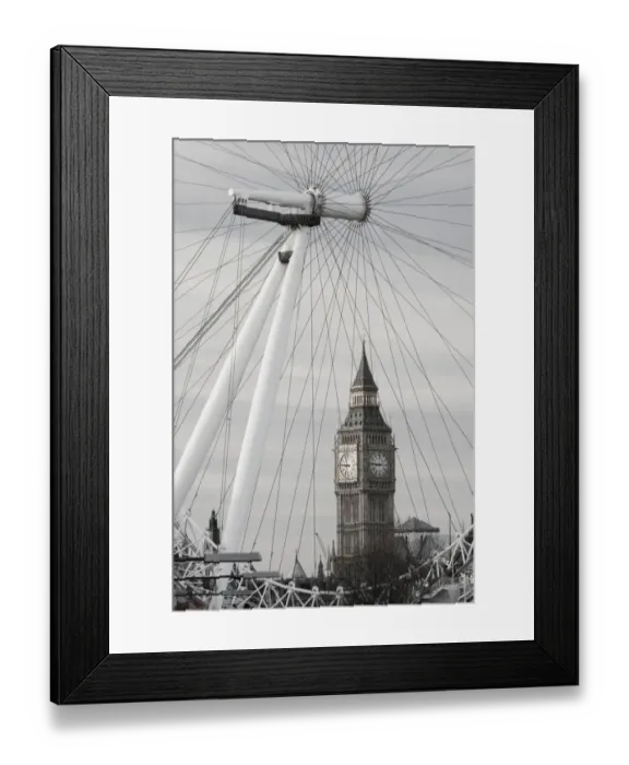 Framed Print : Europe, ENGLAND-London: Southbank- London Eye and Big Ben  /  Morning