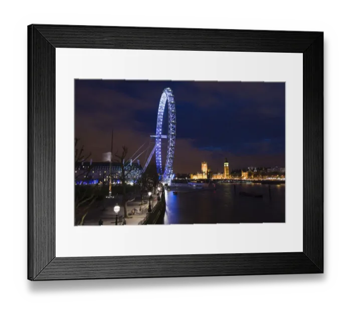 Framed Print : Europe, ENGLAND-London: Southbank- The London Eye and Houses of Parliament -Evening Framed Print : Europe, ENGLAND-London: Southbank- The London Eye and Houses of Parliament -Evening