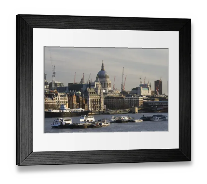 Framed Print : ENGLAND-London: View towards St. Pauls Cathedral along Thames River / Morning Framed Print : ENGLAND-London: View towards St. Pauls Cathedral along Thames River / Morning