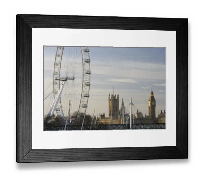 Framed Print : Europe, ENGLAND-London: Southbank- London Eye and Houses of Parliament / Morning Framed Print : Europe, ENGLAND-London: Southbank- London Eye and Houses of Parliament / Morning
