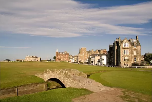Golfing the special Swilcan Bridge on the 18th hole at the world famous St Andrews