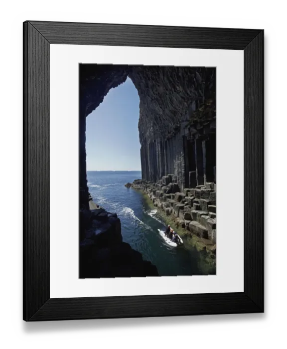 Framed Print : Boat in Fingals Cave, Staffa, off Isle of Mull, Scotland, United Kingdom Framed Print : Boat in Fingals Cave, Staffa, off Isle of Mull, Scotland, United Kingdom