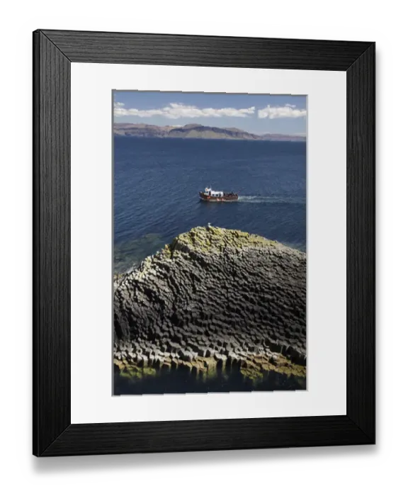 Framed Print : Staffa tour boat and polygonal basalt, Am Buachaille rocks, Staffa, off Isle of Mull (in distance) Framed Print : Staffa tour boat and polygonal basalt, Am Buachaille rocks, Staffa, off Isle of Mull (in distance)