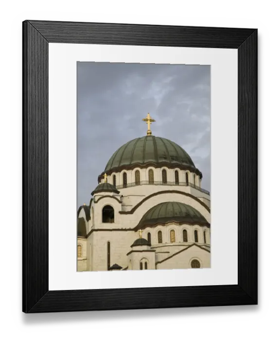 Framed Print : SERBIA, Belgrade. Afternoon View of Sveti Sava Church-Worlds Biggest Orthodox Church