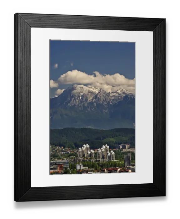 Framed Print : Apartment complex and Julian Alps in distance, from Ljubljana Castle, Ljubljana, Slovenia Framed Print : Apartment complex and Julian Alps in distance, from Ljubljana Castle, Ljubljana, Slovenia