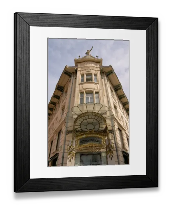 Framed Print : 05. Slovenia, Ljubljana, Art Nouveau awning on Centromerkur department store Framed Print : 05. Slovenia, Ljubljana, Art Nouveau awning on Centromerkur department store