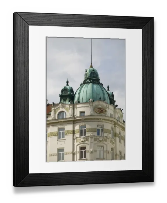 Framed Print : SLOVENIA-Ljubljana (Slovenian Capital): Detail of the Union Hotel  /  Daytime