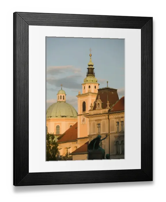 Framed Print : SLOVENIA-Ljubljana (Slovenian Capital): Cathedral of St. Nicholas  /  Sunset
