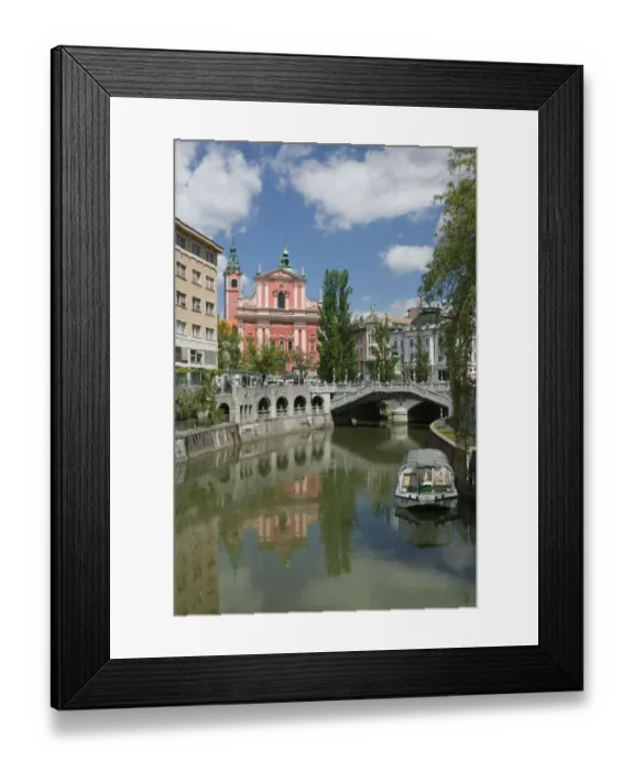 Framed Print : SLOVENIA-Ljubljana: Ljubljana River View towards Presernov Trg Square Framed Print : SLOVENIA-Ljubljana: Ljubljana River View towards Presernov Trg Square