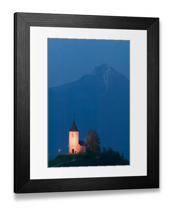 Framed Print : SLOVENIA-GORENJSKA-Jamnik: Church of St. Prim & Kamnik-Savinja Alps / Evening Framed Print : SLOVENIA-GORENJSKA-Jamnik: Church of St. Prim & Kamnik-Savinja Alps / Evening