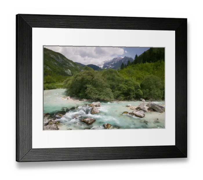 Framed Print : SLOVENIA-PRIMORSKA-Soca: Turquoise Waters of the Soca River / Julian Alps Framed Print : SLOVENIA-PRIMORSKA-Soca: Turquoise Waters of the Soca River / Julian Alps