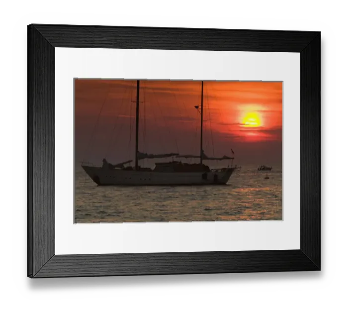 Framed Print : SLOVENIA-PRIMORSKA-Piran: Piran Harborfront - Yacht & Sunset