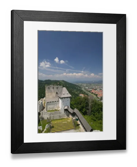 Framed Print : SLOVENIA-STAJERSKA (Styria) -Celje: Town View with Celje Castle  /  Daytime  /  Summer