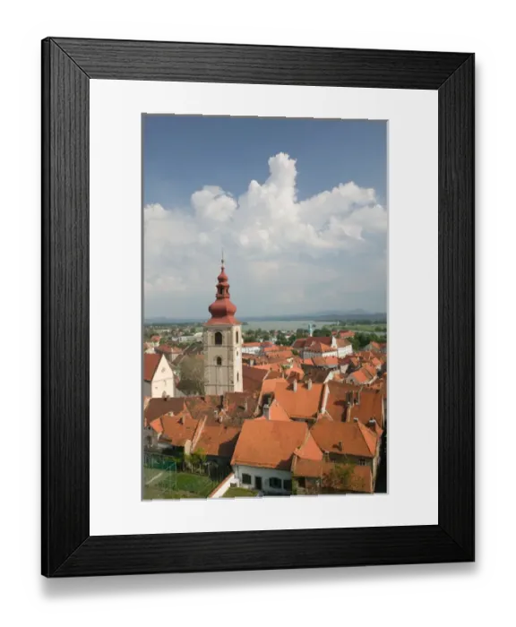 Framed Print : SLOVENIA-Stajerska-Ptuj: City View from Ptuj Castle & Church of St. George Tower