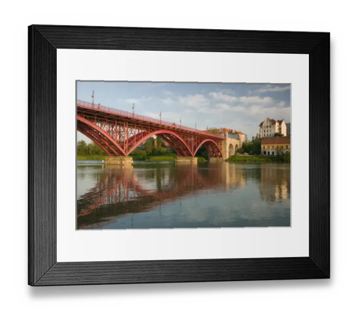 Framed Print : SLOVENIA-Stajerska-Maribor: Old Maribor Bridge & Drava River / Sunset Framed Print : SLOVENIA-Stajerska-Maribor: Old Maribor Bridge & Drava River / Sunset
