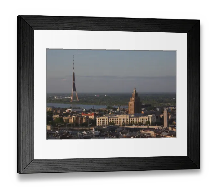 Framed Print : Latvia, Riga, elevated view of Old Riga, Academy of Sciences building, and TV Tower Framed Print : Latvia, Riga, elevated view of Old Riga, Academy of Sciences building, and TV Tower