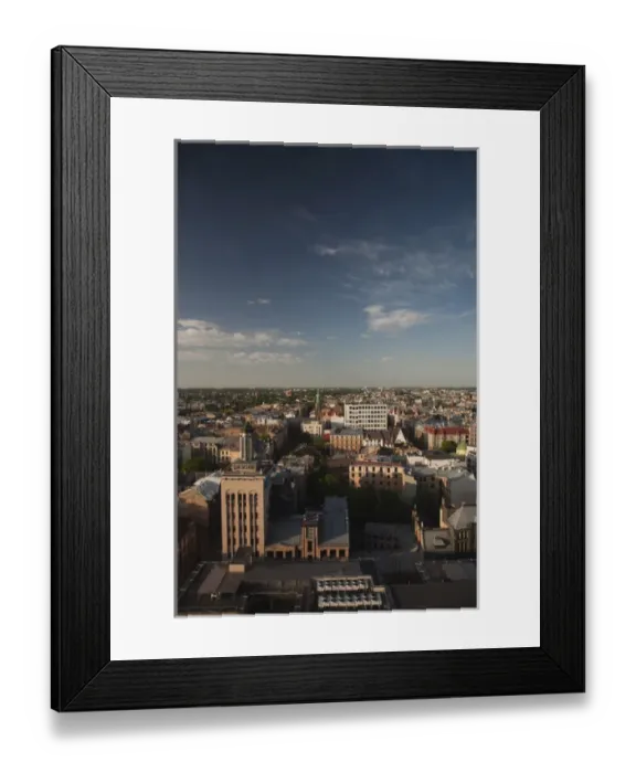 Framed Print : Latvia, Riga, elevated view of New Riga, late afternoon Framed Print : Latvia, Riga, elevated view of New Riga, late afternoon