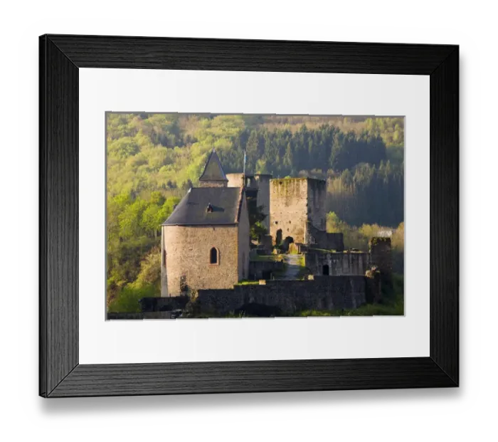 Framed Print : LUXEMBOURG, Sure River Valley. Esch-sur-Sure, Castle Ruins (b. 927 AD)