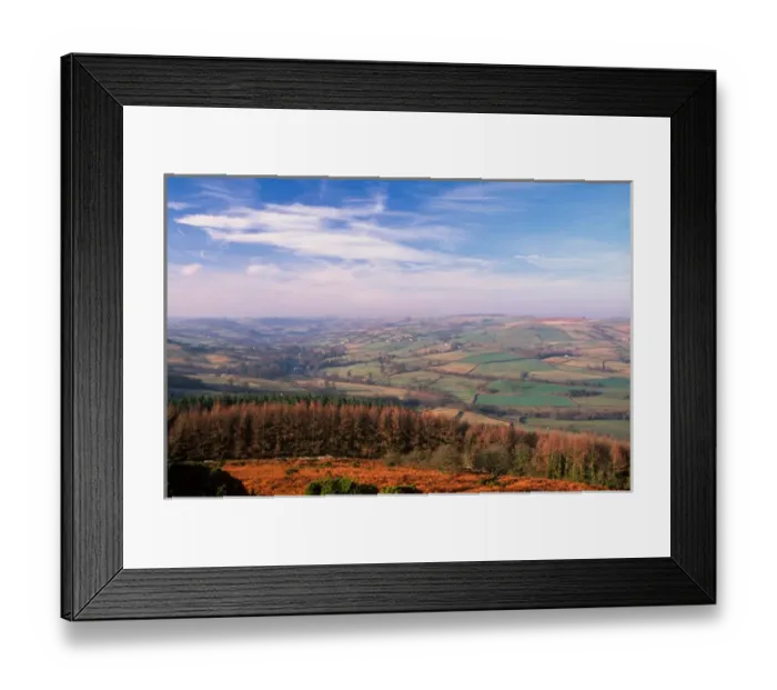Framed Print : Wales - Peaceful countryside landscape extend beyond the Brecon Beacons National Park