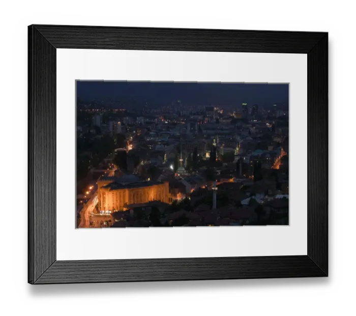 Framed Print : Bosnia & Hercegovina- Sarajevo. City View and National Library / Evening Framed Print : Bosnia & Hercegovina- Sarajevo. City View and National Library / Evening
