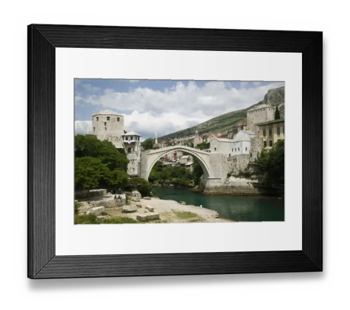 Framed Print : Bosnia-Hercegovia - Mostar. The Old Bridge Stari Most - (b. 1556 / destroyed Framed Print : Bosnia-Hercegovia - Mostar. The Old Bridge Stari Most - (b. 1556 / destroyed